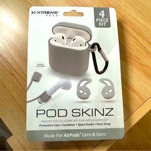 Gray Silicone Protective Air Pod Skinz 4pc Set New
